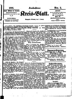 Frankensteiner Kreisblatt vom 06.01.1886