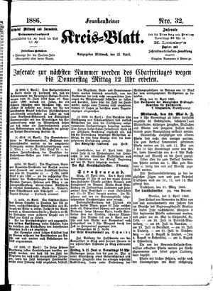Frankensteiner Kreisblatt vom 21.04.1886