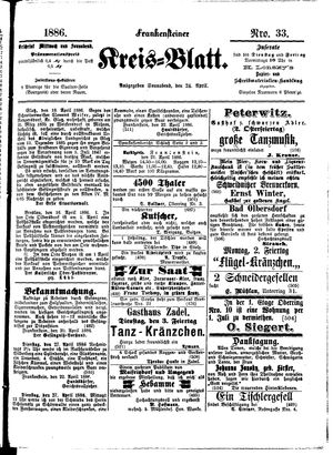 Frankensteiner Kreisblatt vom 24.04.1886