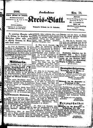 Frankensteiner Kreisblatt vom 29.09.1886