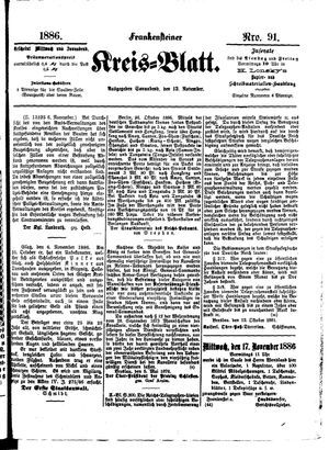 Frankensteiner Kreisblatt vom 13.11.1886