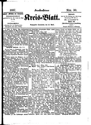 Frankensteiner Kreisblatt on Apr 16, 1887