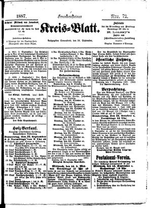 Frankensteiner Kreisblatt on Sep 10, 1887
