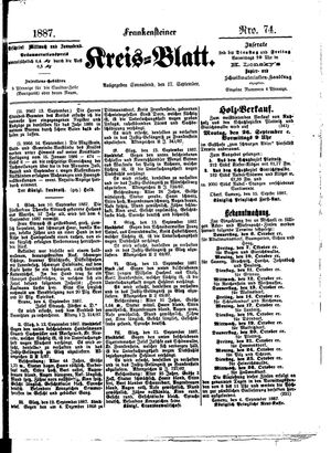 Frankensteiner Kreisblatt on Sep 17, 1887