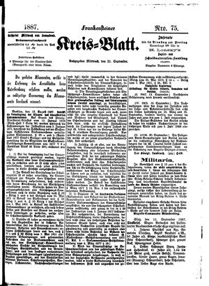 Frankensteiner Kreisblatt on Sep 21, 1887