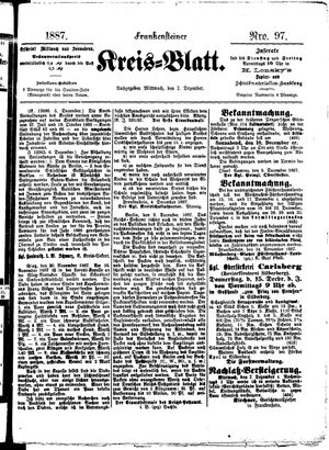 Frankensteiner Kreisblatt on Dec 7, 1887