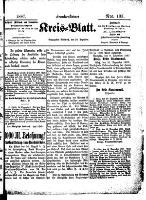 Frankensteiner Kreisblatt on Dec 28, 1887