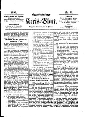 Frankensteiner Kreisblatt on Feb 11, 1893