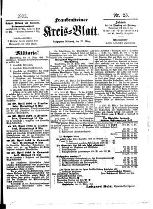 Frankensteiner Kreisblatt vom 22.03.1893