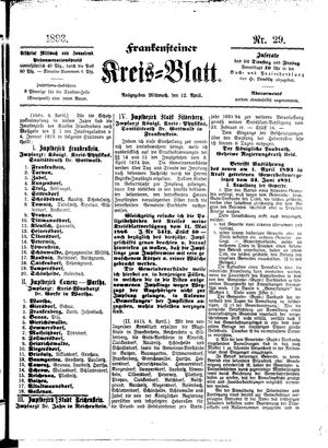 Frankensteiner Kreisblatt vom 12.04.1893