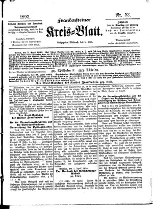 Frankensteiner Kreisblatt vom 05.07.1893
