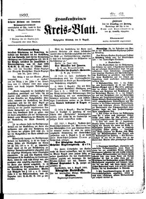 Frankensteiner Kreisblatt on Aug 9, 1893