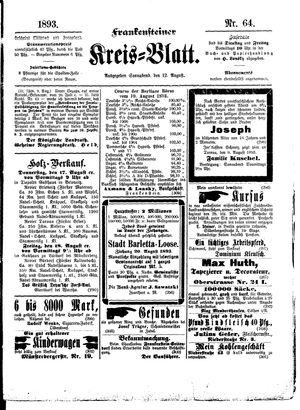 Frankensteiner Kreisblatt on Aug 12, 1893