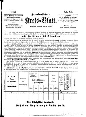 Frankensteiner Kreisblatt vom 30.08.1893
