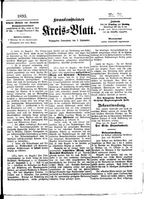 Frankensteiner Kreisblatt vom 02.09.1893