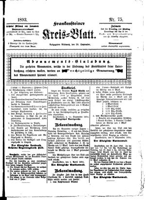 Frankensteiner Kreisblatt vom 20.09.1893