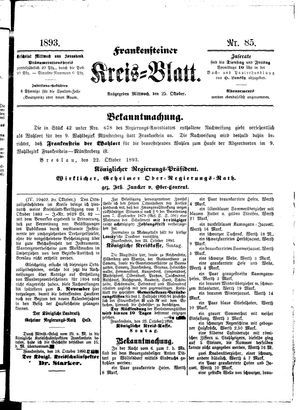 Frankensteiner Kreisblatt on Oct 25, 1893