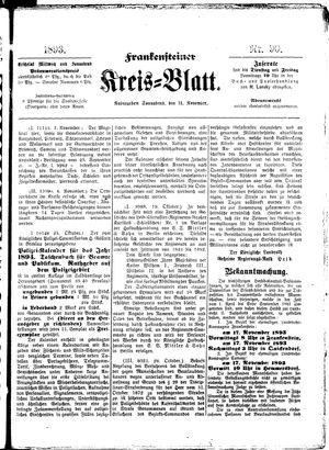 Frankensteiner Kreisblatt on Nov 11, 1893
