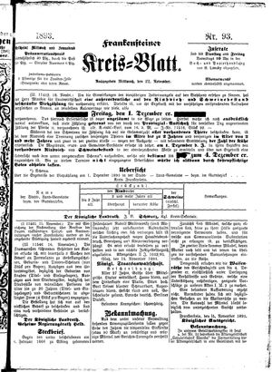Frankensteiner Kreisblatt vom 22.11.1893