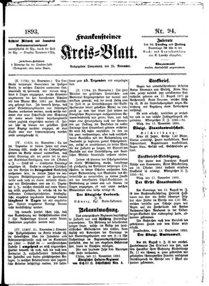 Frankensteiner Kreisblatt vom 25.11.1893