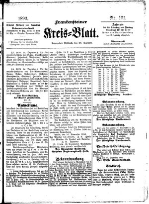 Frankensteiner Kreisblatt on Dec 20, 1893