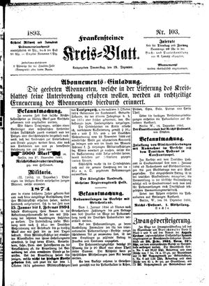 Frankensteiner Kreisblatt vom 28.12.1893
