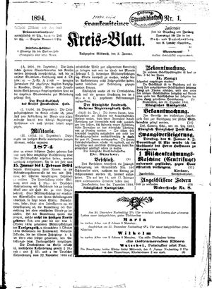 Frankensteiner Kreisblatt on Jan 3, 1894