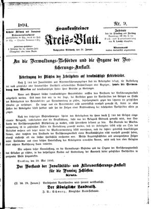Frankensteiner Kreisblatt on Jan 31, 1894