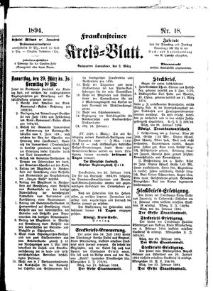 Frankensteiner Kreisblatt on Mar 3, 1894