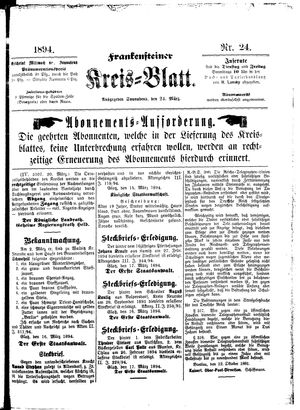 Frankensteiner Kreisblatt vom 24.03.1894
