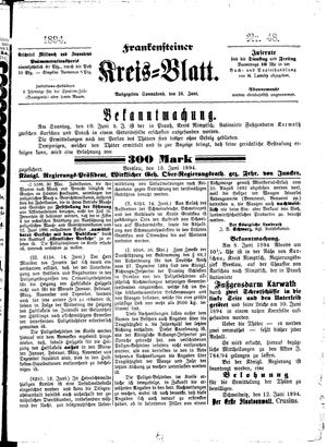 Frankensteiner Kreisblatt on Jun 16, 1894