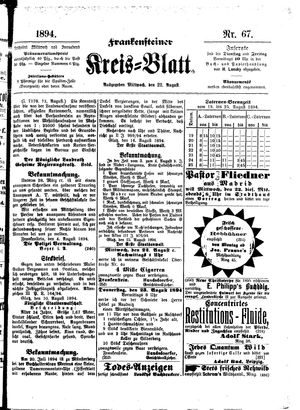 Frankensteiner Kreisblatt on Aug 22, 1894