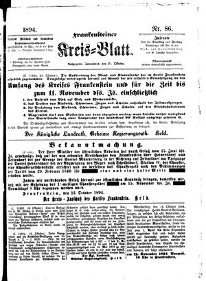 Frankensteiner Kreisblatt vom 27.10.1894
