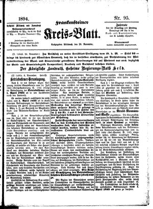 Frankensteiner Kreisblatt vom 28.11.1894