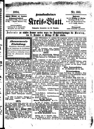 Frankensteiner Kreisblatt on Dec 29, 1894