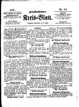 Frankensteiner Kreisblatt on Aug 3, 1895