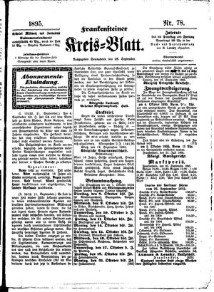 Frankensteiner Kreisblatt on Sep 28, 1895