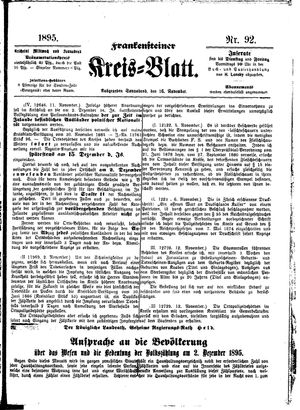 Frankensteiner Kreisblatt on Nov 16, 1895