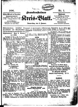 Frankensteiner Kreisblatt on Jan 2, 1896
