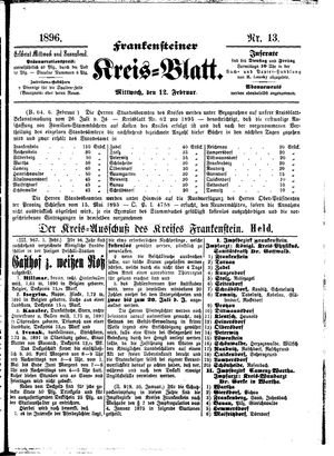 Frankensteiner Kreisblatt on Feb 12, 1896