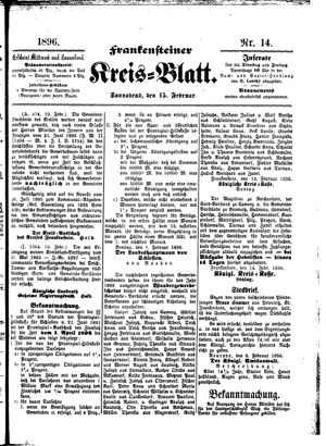 Frankensteiner Kreisblatt on Feb 15, 1896