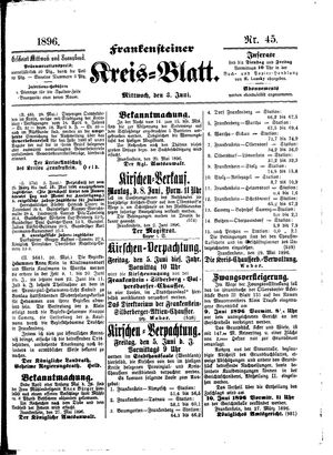 Frankensteiner Kreisblatt on Jun 3, 1896