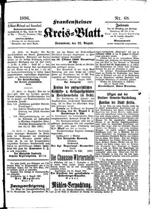 Frankensteiner Kreisblatt on Aug 22, 1896