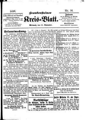 Frankensteiner Kreisblatt vom 11.11.1896