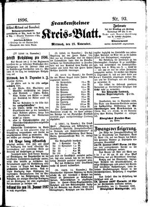 Frankensteiner Kreisblatt vom 18.11.1896