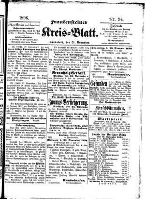 Frankensteiner Kreisblatt on Nov 21, 1896