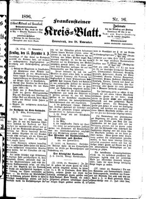 Frankensteiner Kreisblatt vom 28.11.1896