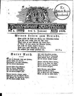 Frankensteiner Wochenblatt vom 07.01.1836