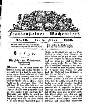Frankensteiner Wochenblatt vom 08.03.1836