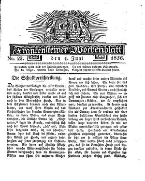 Frankensteiner Wochenblatt vom 01.06.1836